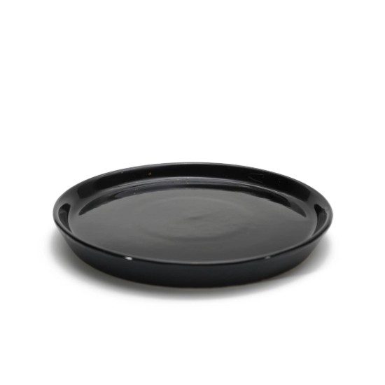 Farfurie ceramica, 20cm, Novum Vulcano Duo, negru lucios si negru mat, gresie glazurata manual