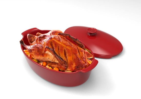 Vas oval, ceramica, cu capac, 41,5 x 24 cm/5,8L, Burgundy - Emile Henry
