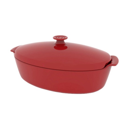 Vas oval, ceramica, cu capac, 41,5 x 24 cm/5,8L, Burgundy - Emile Henry