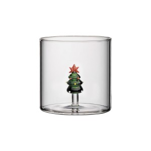 Pahar cu decoratiune in interior, sticla borosilicata, 250ml, model brad de Craciun - Easy Life