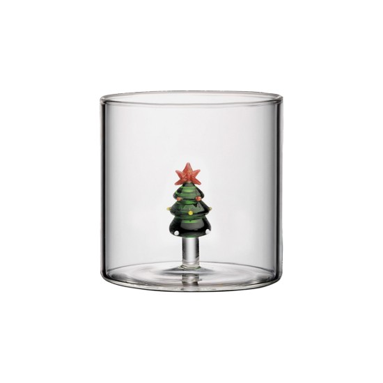 Pahar cu decoratiune in interior, sticla borosilicata, 250ml, model brad de Craciun - Easy Life