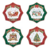 Set 4 farfurii desert, portelan, 16cm, "Christmas Heritage" - Easy Life