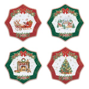 Set 4 farfurii desert, portelan, 16cm, "Christmas Heritage" - Easy Life