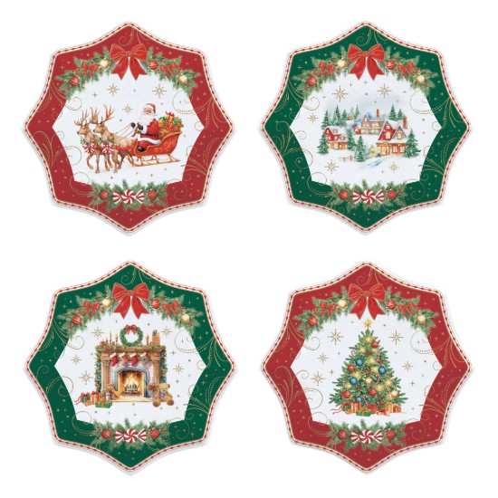 Set 4 farfurii desert, portelan, 16cm, "Christmas Heritage" - Easy Life