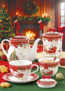 Ceasca cu farfurioara, portelan, 240ml, "Christmas Heritage" - Easy Life