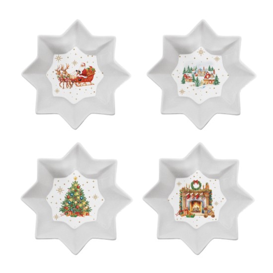 Set 4 mini boluri, portelan, 11cm, "Christmas Heritage" - Easy Life