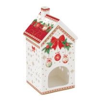Suport pentru lumanare, portelan, 6,5x6,5x14,5cm, "Christmas Heritage" - Easy Life