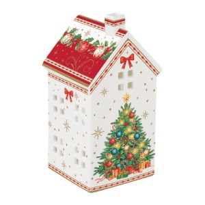 Suport pentru lumanare, portelan, 6,5x6,5x14,5cm, "Christmas Heritage" - Easy Life