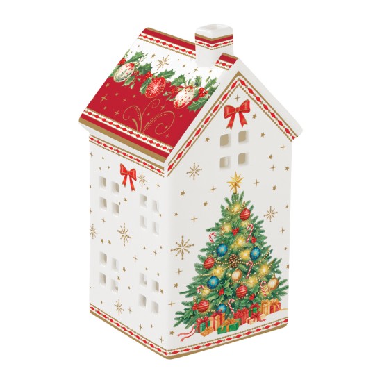 Suport pentru lumanare, portelan, 6,5x6,5x14,5cm, "Christmas Heritage" - Easy Life