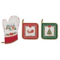 Set manusa bucatarie si 2 suporturi vase, "Christmas Heritage" - Easy Life