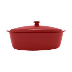 Vas oval, ceramica, cu capac, 41,5 x 24 cm/5,8L, Burgundy - Emile Henry