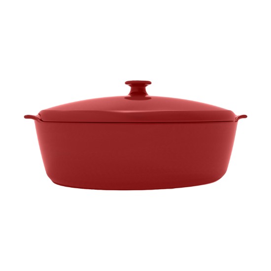 Vas oval, ceramica, cu capac, 41,5 x 24 cm/5,8L, Burgundy - Emile Henry