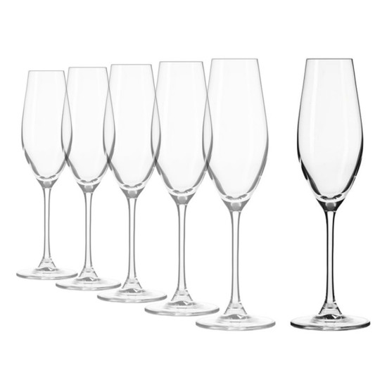 Set 6 pahare sampanie, sticla cristalina, 210ml, "Splendour" - Krosno