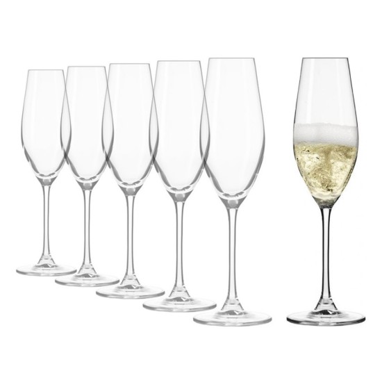 Set 6 pahare sampanie, sticla cristalina, 210ml, "Splendour" - Krosno