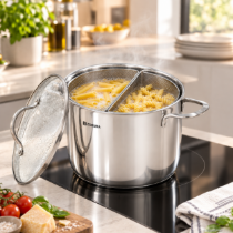Oala pentru paste, cu 2 cosuri, inox, 22cm/6L - Zokura