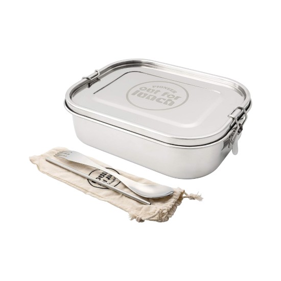 Set caserola pranz, cu 2 accesorii, inox, 800ml, "Out of Lunch" - Grunwerg