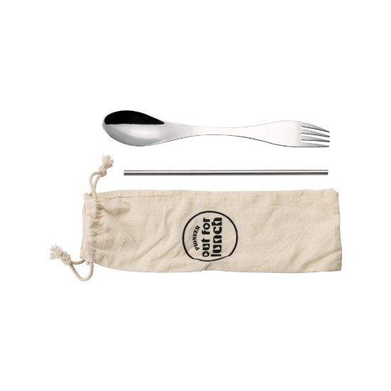 Set caserola pranz, cu 2 accesorii, inox, 800ml, "Out of Lunch" - Grunwerg
