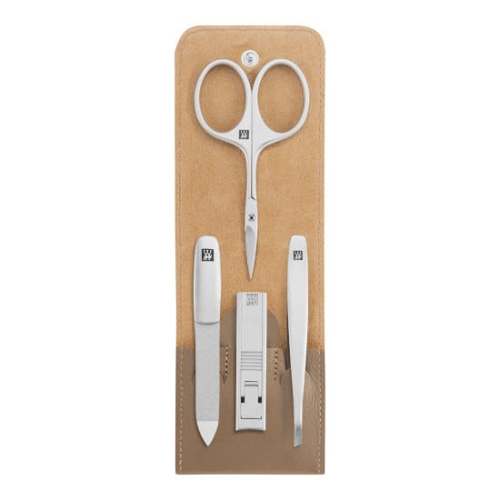 Set manichiura 4 piese, inox, etui piele gri - Zwilling PREMIUM