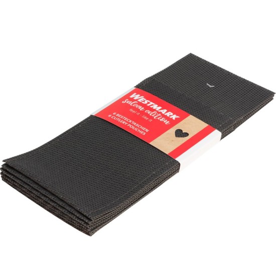 Set 6 suporturi pentru tacamuri, plastic, 24 x 9 cm, "Rahmen", Antracit - Saleen
