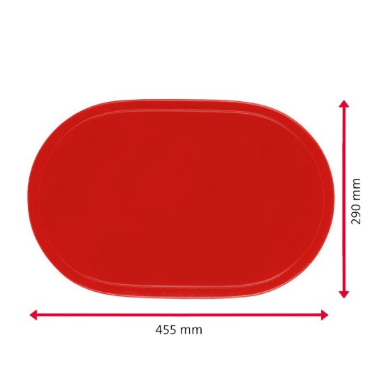 Suport farfurii (napron) oval, 45,5 x 29 cm, vinil, Rosu, "Fun" - Saleen