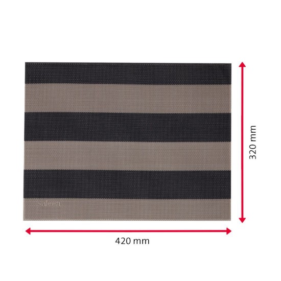 Suport farfurii (napron) "Stripes", 42 x 32 cm, vinil, bej/negru - Saleen