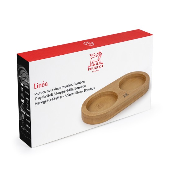 Suport pentru 2 rasnite, fara maner, bambus, "Linea", Natural - Peugeot
