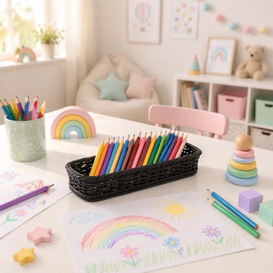 Cos pentru tacamuri, plastic, 28 x 11,5 cm, Negru - Kesper