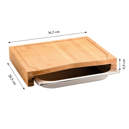 Tocator bambus, cu tava de colectare GN 1/2, 36,5 x 28,5 cm - Kesper