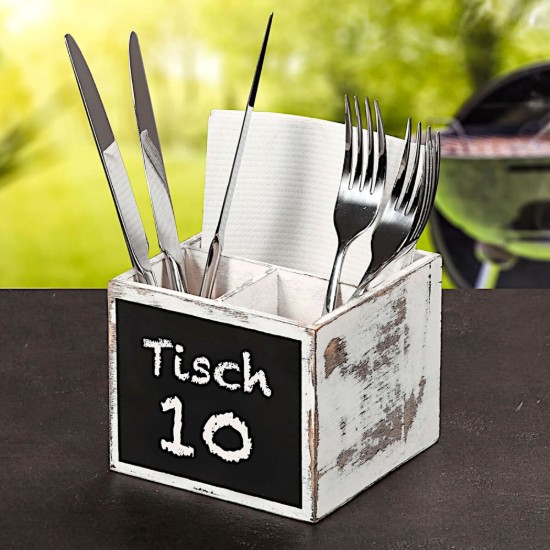 Suport tacamuri, cu 3 compartimente, Vintage White - Kesper