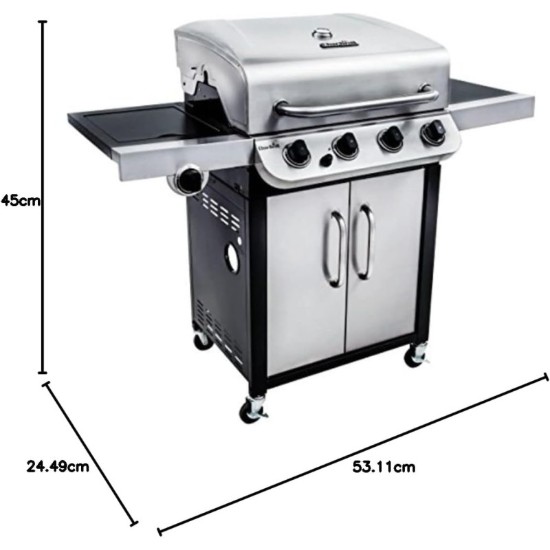 Gratar pe gaz Char-Broil Convective 440S, 4 arzatoare din inox, grile din fonta 140846