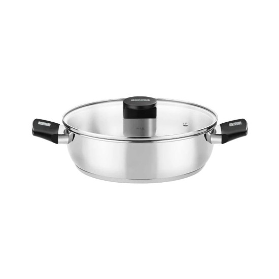 Cratita inox, cu capac sticla, 26cm/3,6L, "Elite" - Monix