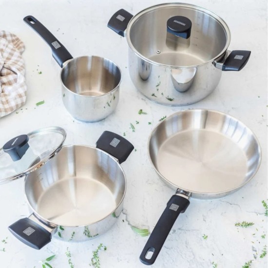 Cratita inox, cu capac sticla, 26cm/3,6L, "Elite" - Monix