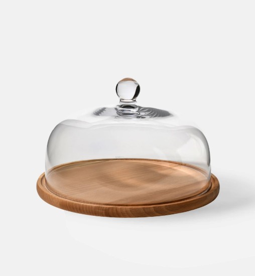 Platou servire, 28,5cm, cu capac din sticla, "Glamour"- Krosno