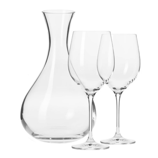 Set servire vin, 3 piese, sticla cristalina, "Harmony" - Krosno