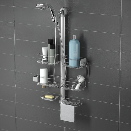 Suport ajustabil XL pentru cabina dus, aluminiu anodizat/inox - simplehuman