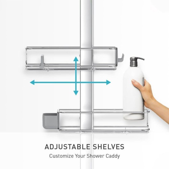 Suport ajustabil XL pentru cabina dus, aluminiu anodizat/inox - simplehuman