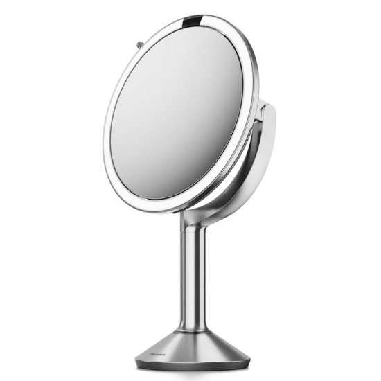 Oglinda cosmetica cu senzor, 23 cm, "Trio", Brushed Stainless Steel - simplehuman