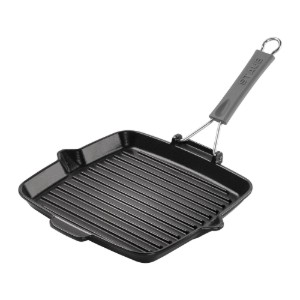 Tigaie grill patrata, 24 cm, fonta, Black - Staub
