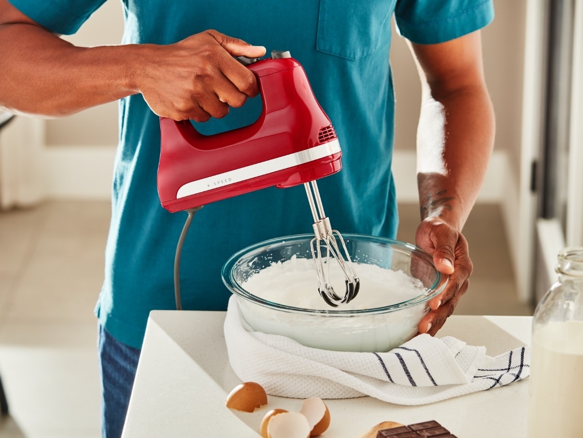 KitchenAid 6 Speed Hand Mixer with Flex Edge Beaters - Empire Red